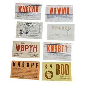 Lot of 8 Vintage 1950s Wisconsin, Michigan, USA‎ Ham Amateur Radio QSL Cards